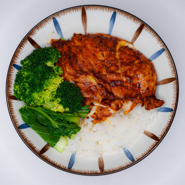 Tandoori Chicken with Rice and Asian Green